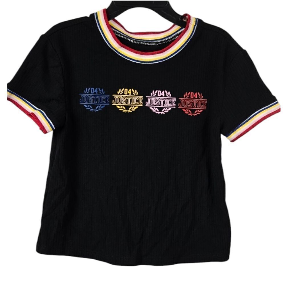 Justice Girls XS 5/6 Kids Fashion Short Sleeve Black Tee 90s Collection T-Shirt